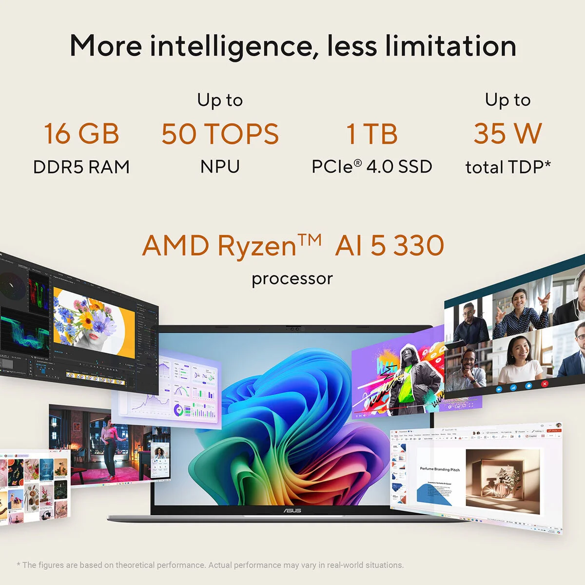ASUS Vivobook S, AMD Ryzen AI 5, 16GB RAM, 1TB SSD, 16 Inch OLED Laptop, M3607KA-SH038W - Image 2