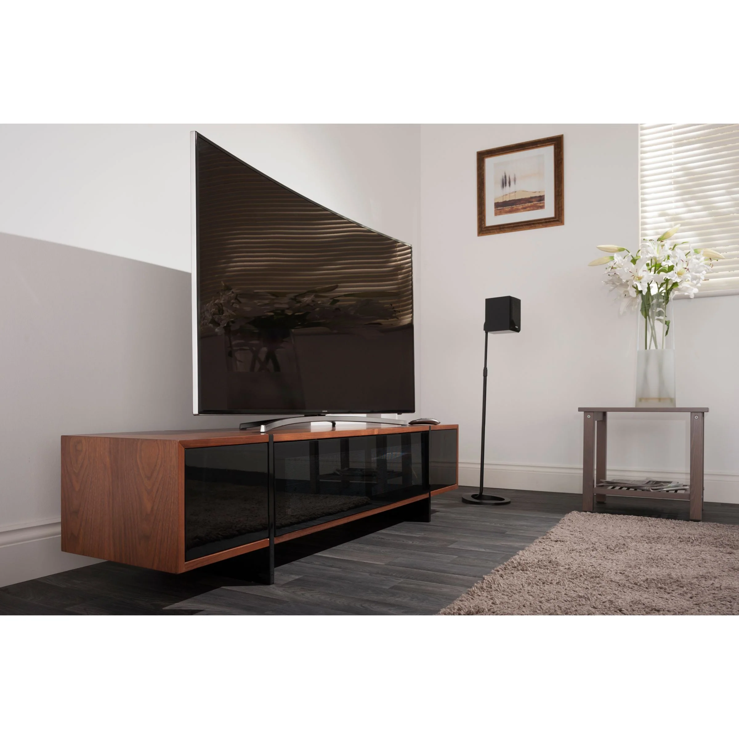 AVF Edge ED160 TV Stand for TVs up to 84", Walnut/Black - Image 4