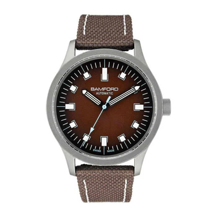Bamford Automatic 39mm Men’s Watch with Brown Material Dial, Titanium Case, 100m Water Resistant / B80-ADV-BRN