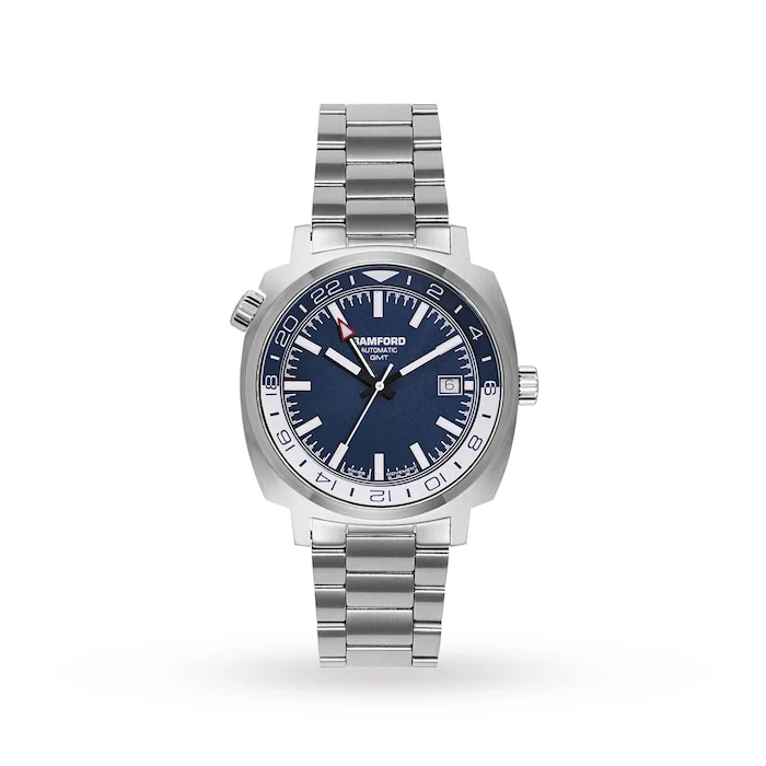 Bamford GMT Luxury Watch Luxury Watch Swiss Made Highâ Precision Movement Sapphire Crystal Stainless Steel Case Water Resistant Classic Design GMT-SS-NY-WHI