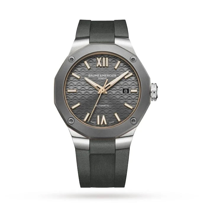 Baume & Mercier Automatic 43mm Men’s Watch with Grey Material Dial, Stainless Steel Case, 50m Water Resistant / BM0A10660