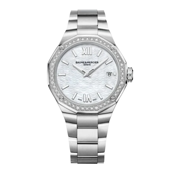 Baume & Mercier Riviera 36mm Unisex Watch Mother Of Pearl Luxury Watch Swiss Made High Precision Movement M0A10662