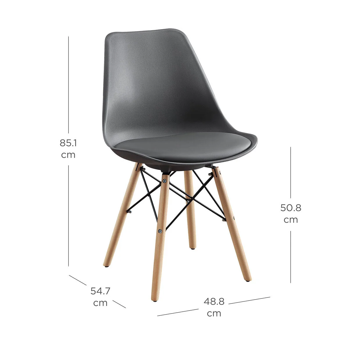 Bayside Furnishings Grey Eiffel Dining Chairs, 2 Pack - Image 2