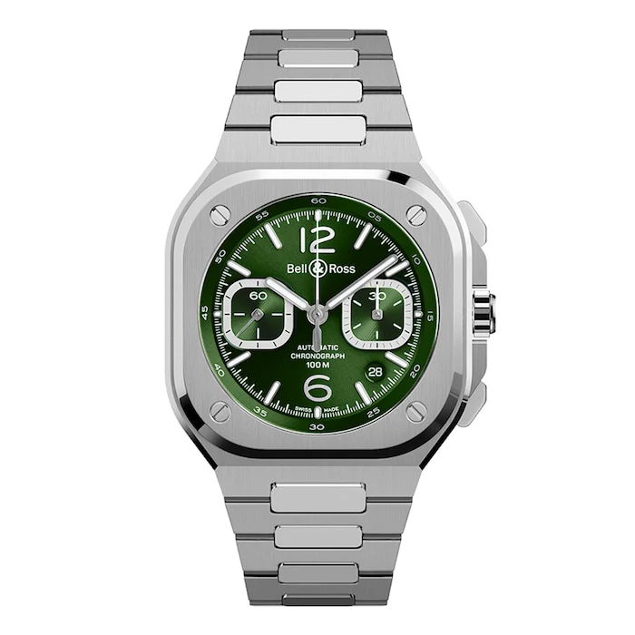 Bell & Ross BR 05 CHRONO GREEN STEEL 42MM Luxury Watch Luxury Watch Swiss Made Highâ Precision Movement Sapphire Crystal Stainless Steel Case BR05C-GN-ST/SST