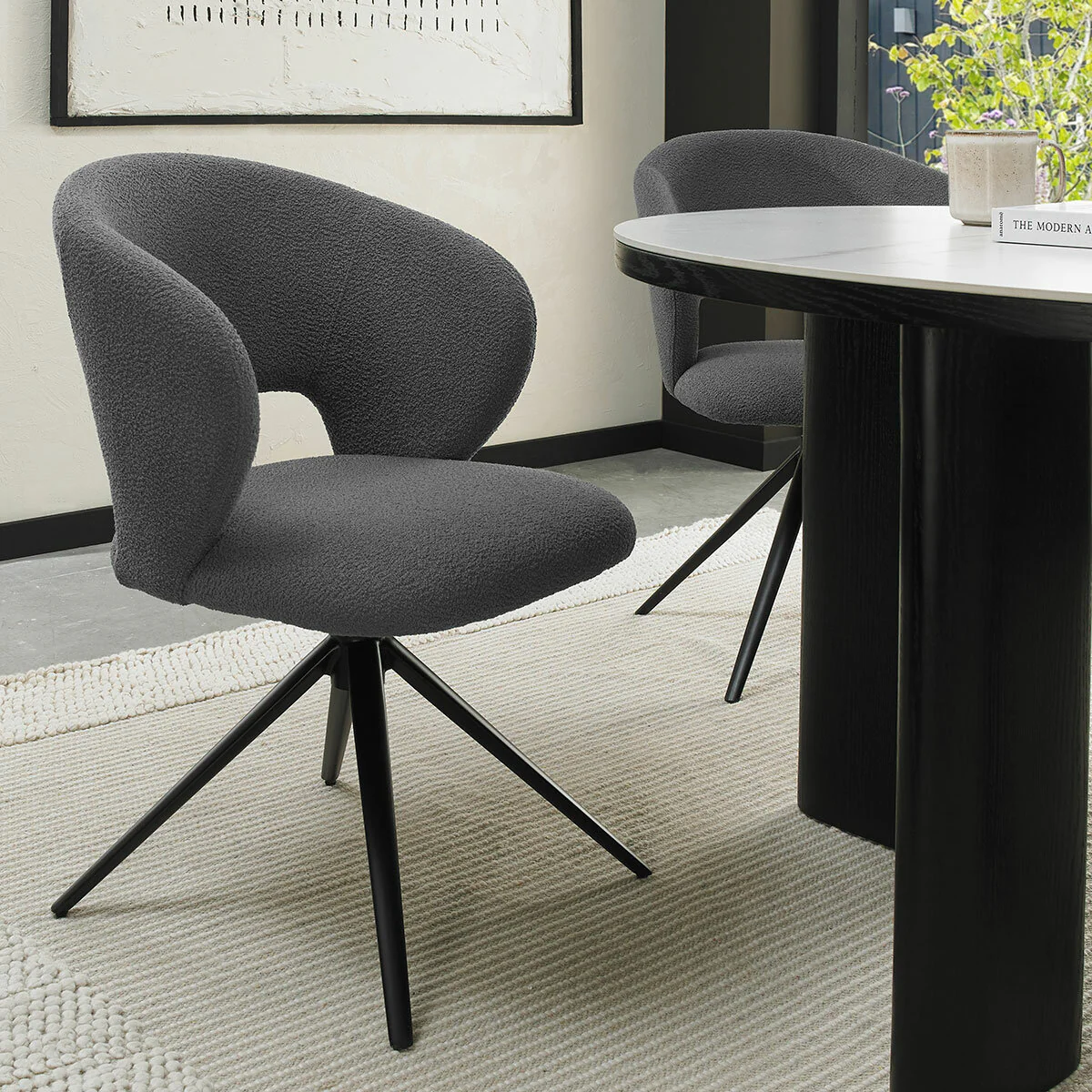 Bentley Designs Alisa Round Sintered Stone Dining Table + 4 Grey Chairs - Image 4