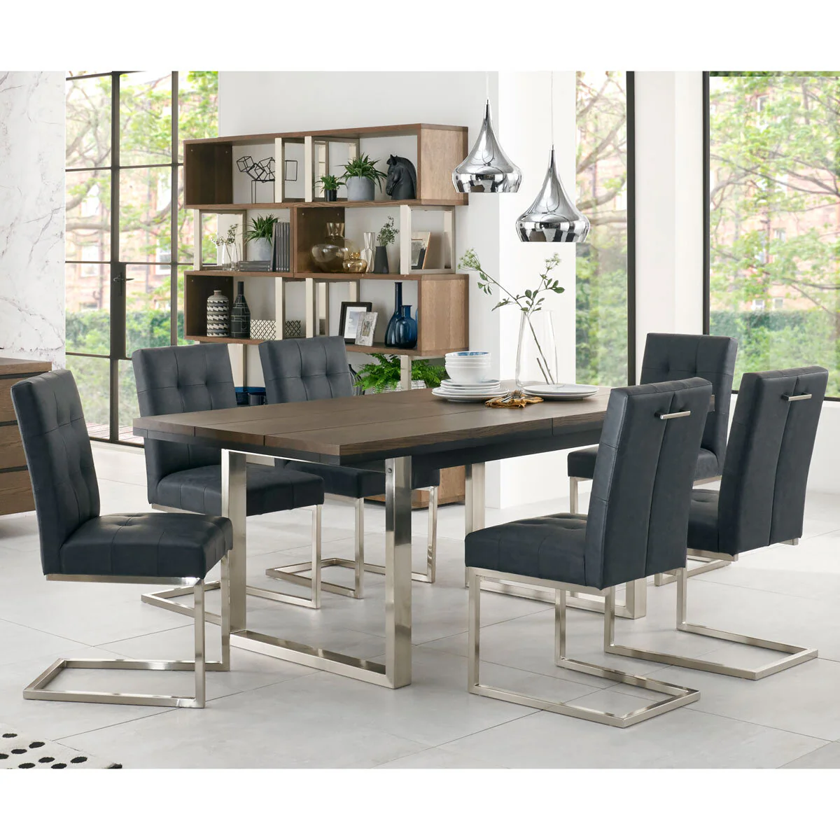Bentley Designs Tivoli Mottled Black Faux Leather Cantilever Dining Chair, 2 Pack - Image 6