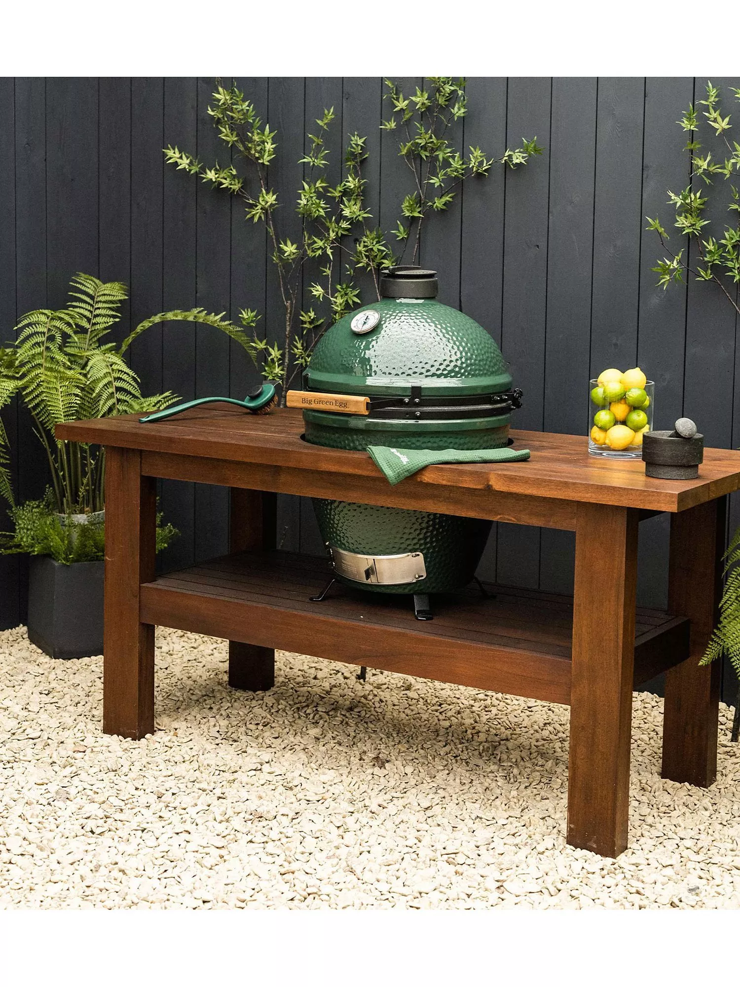 Big Green Egg Large Egg BBQ & Mahogany Wood Table Bundle with ConvEGGtor & Cover - Image 2