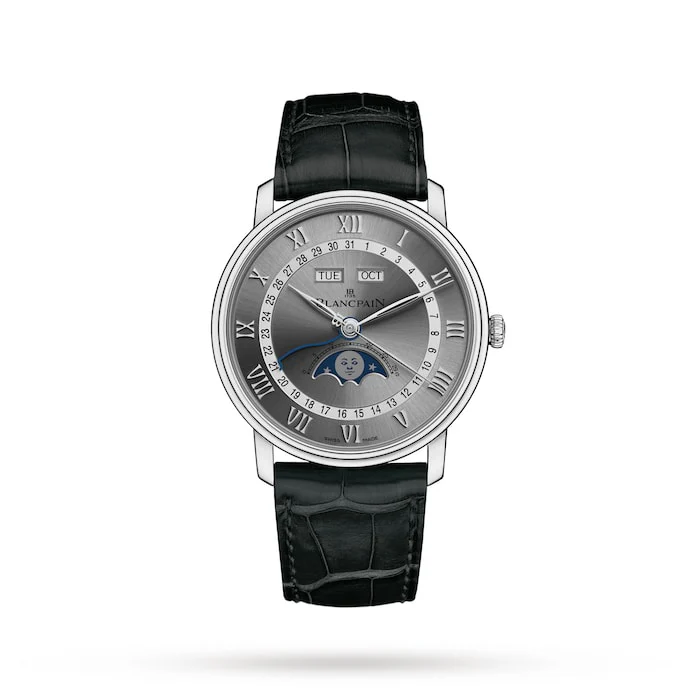 Blancpain Automatic 40mm Men’s Watch with Grey Material Dial, Stainless Steel Case, 30m Water Resistant / 6654-1113-55B
