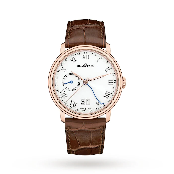 Blancpain Automatic 42mm Men’s Watch with White Material Dial, Gold Case, 30m Water Resistant / 6637-3631-55B