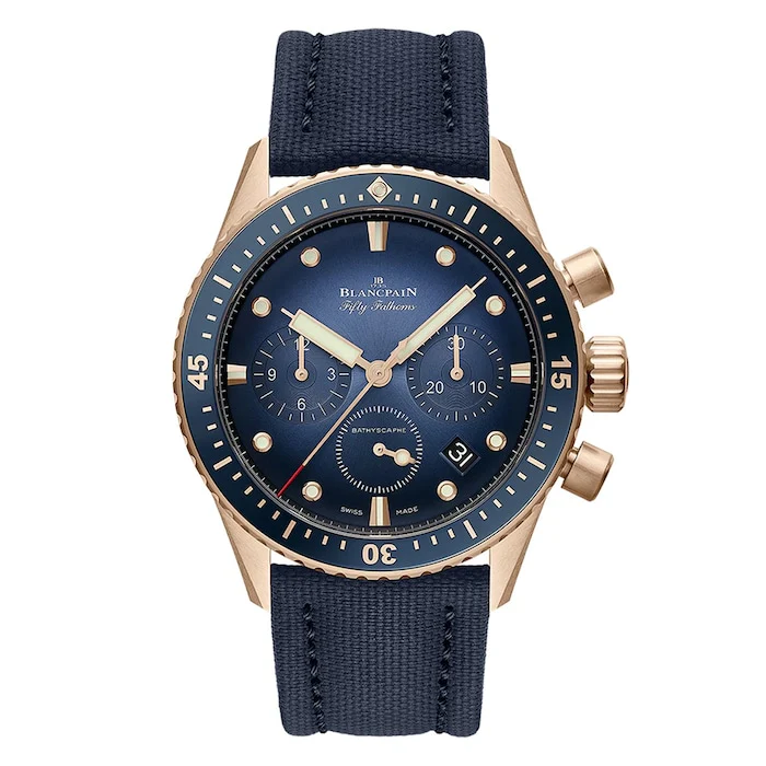 Blancpain Automatic 43mm Men’s Watch with Blue Material Dial, Ceramic Case, 300m Water Resistant / 5200-3640-O52A