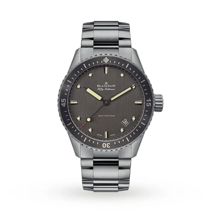 Blancpain Automatic 43mm Men’s Watch with Grey Material Dial, Titanium Case, 30m Water Resistant / 5000-1210-98S