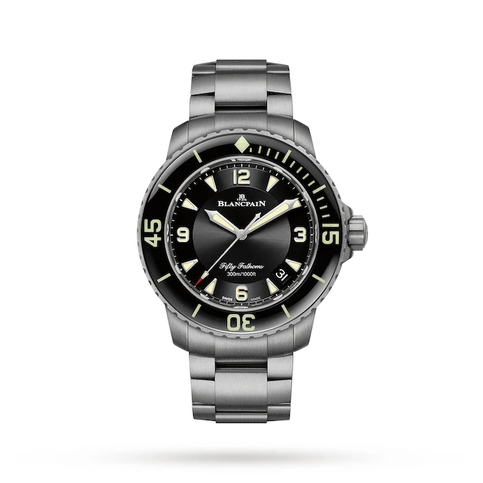 Blancpain Automatic 45mm Men’s Watch with Black Material Dial, Titanium Case, 300m Water Resistant / 5015-12B30-98B
