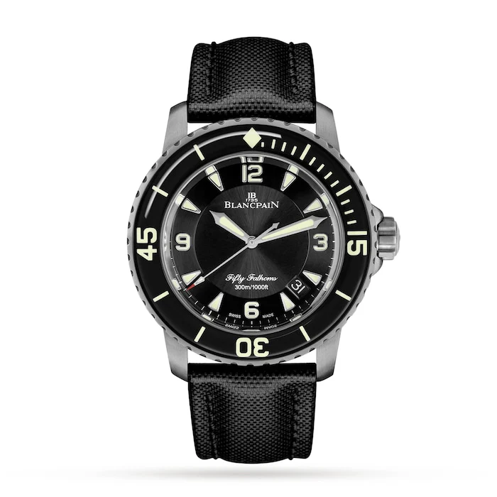 Blancpain Automatic 45mm Men’s Watch with Black Material Dial, Titanium Case, 300m Water Resistant / 5015-12B30-B52A