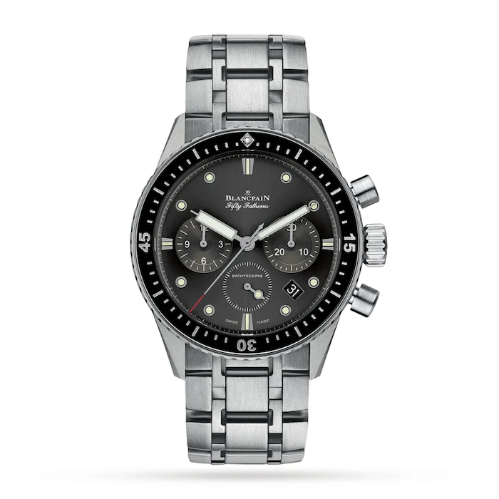 Blancpain Automatic Men’s Watch with Grey Material Dial, Stainless Steel Case & Bracelet, 300m Water Resistant / 5200-1110-70B