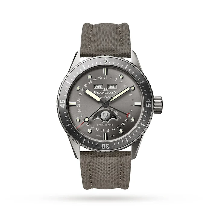 Blancpain Heritage Automatic 43mm Men’s Watch with Grey Material Dial, Titanium Case, 300m Water Resistant / 5054-1210-G52A