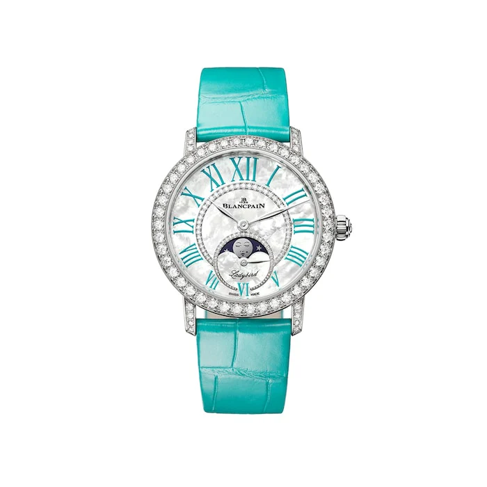Blancpain Ladybird Colours Phases de Lune 34.9mm 18ct White Gold Ladies Watch Turquoise 3662A 1954 55A