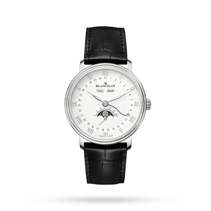 Blancpain Villeret Quantieme Complet 38mm Mens Watch White Luxury Watch Swiss Made Highâ Precision Movement Sapphire Crystal Stainless Steel Case 6264-1127-55B