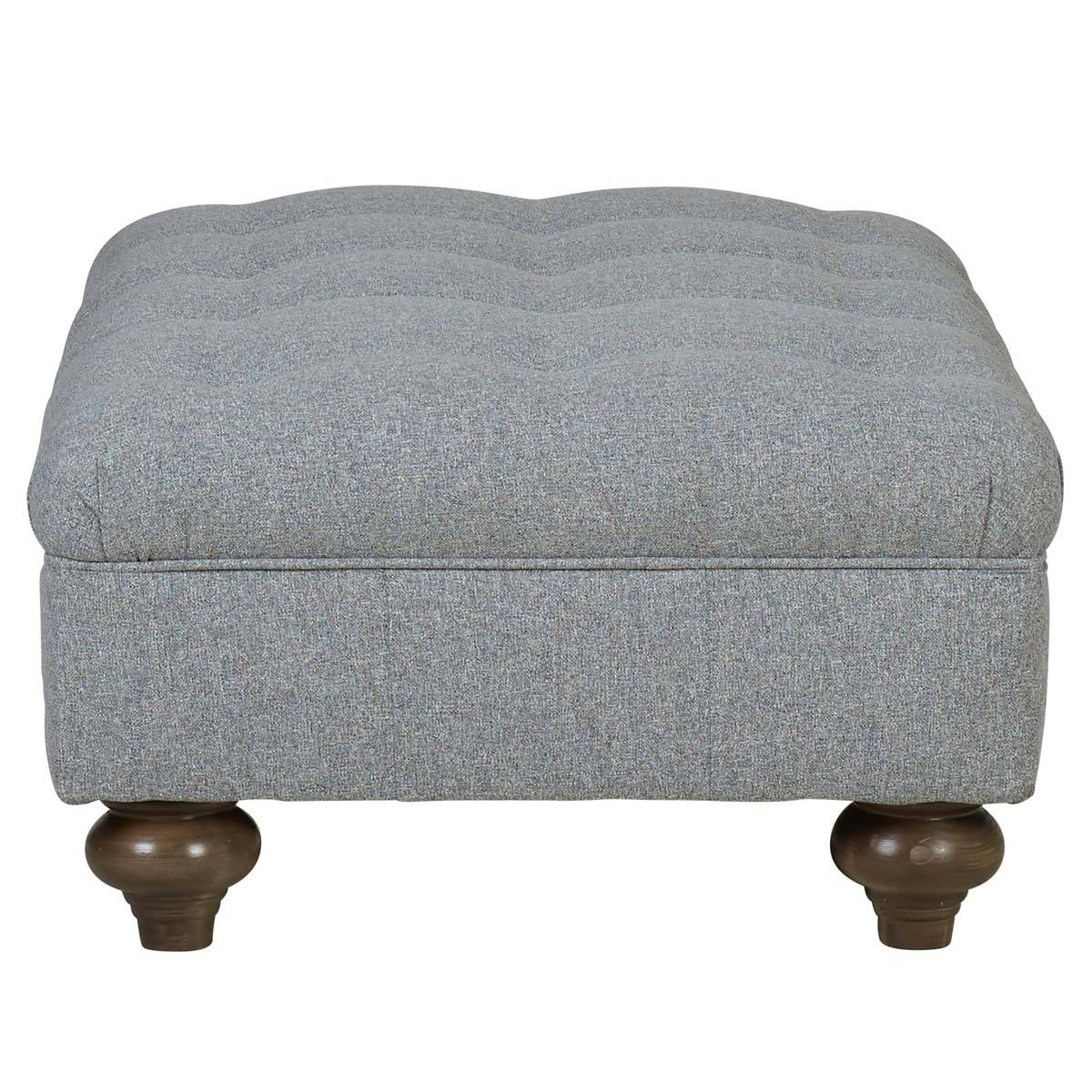 Bordeaux Buttoned Fabric Footstool, Mushroom - Image 5