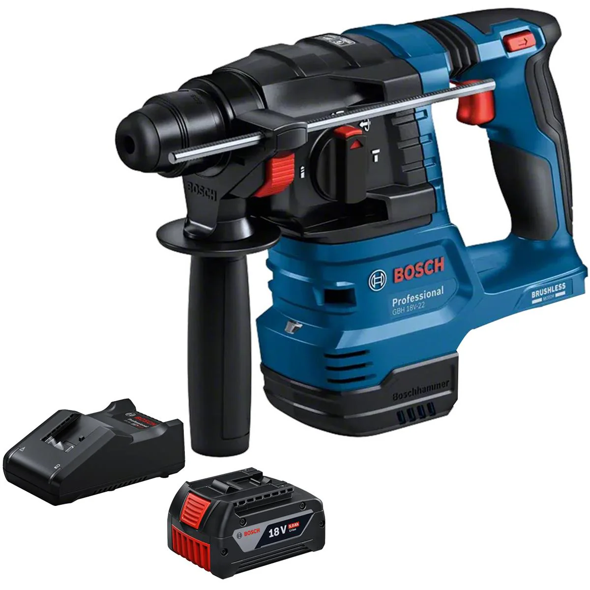Bosch GBH 18V-22 18V Brushless SDS-Plus Rotary Hammer Drill with 1 x 5.0Ah Battery & Charger