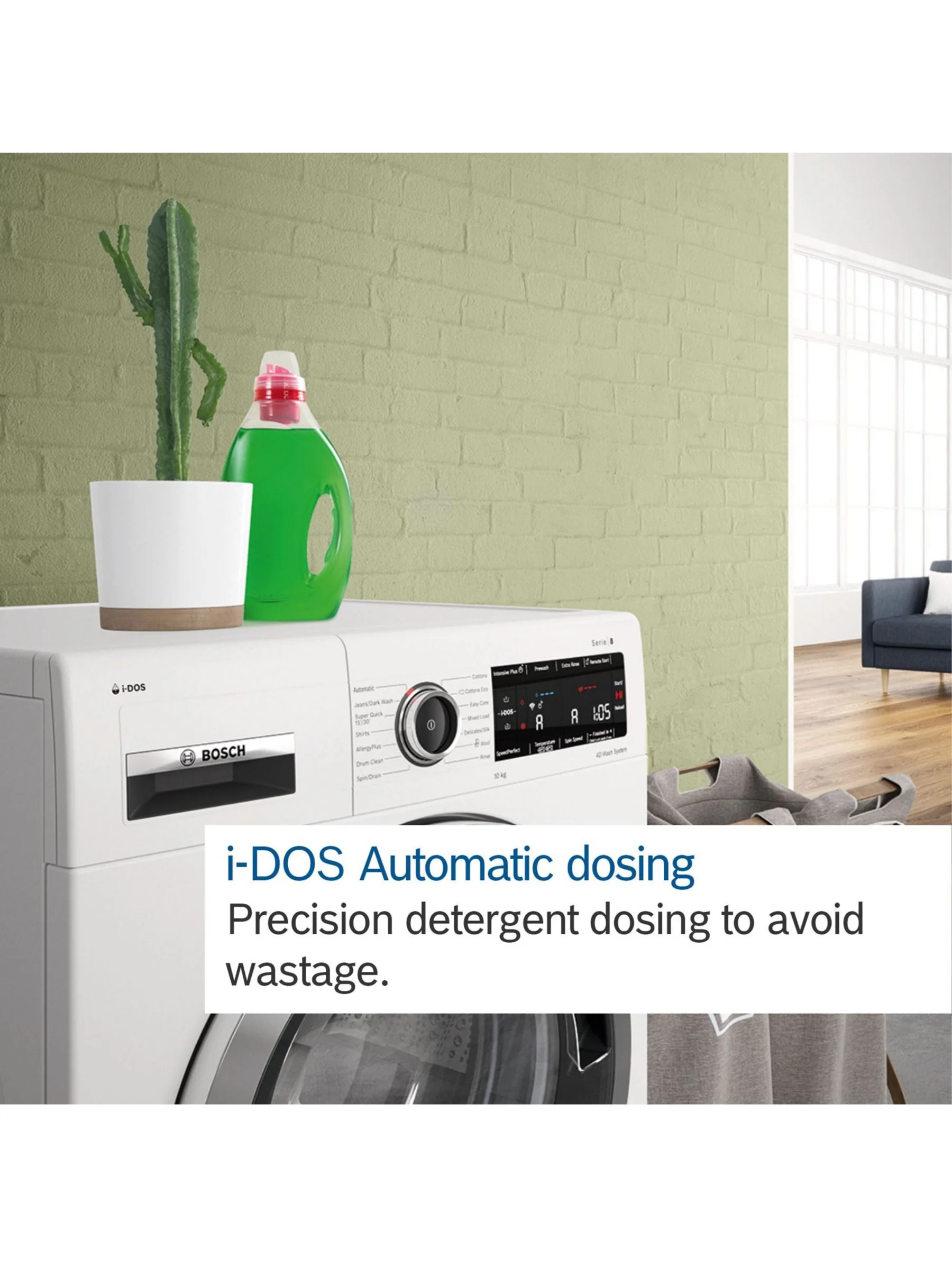 Bosch Series 6 WGG244F9GB Freestanding Washing Machine, 9kg Load, 1400rpm Spin, White Intelligent Dosing System i-DOS - Image 6