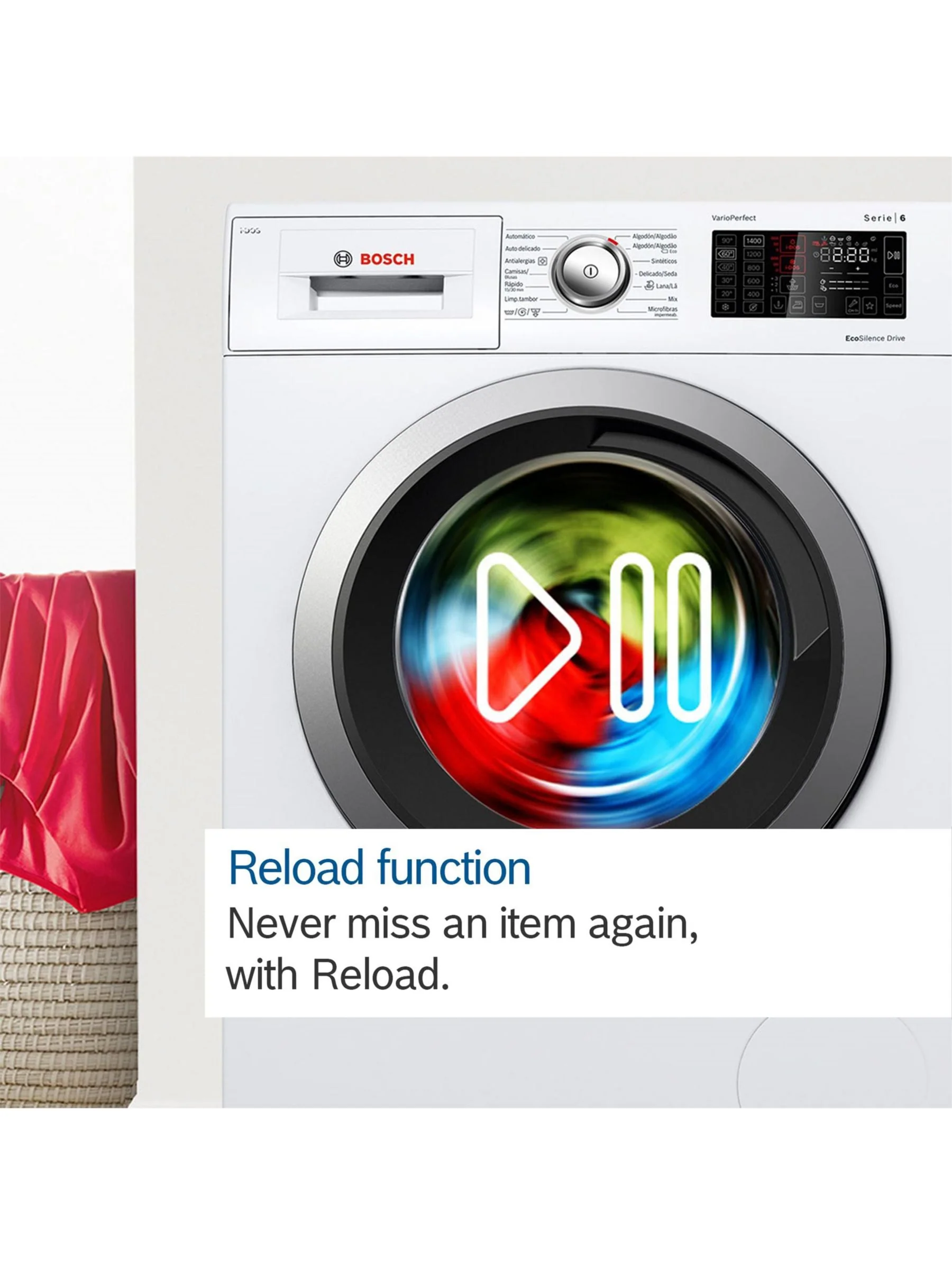 Bosch Series 6 WGG244F9GB Freestanding Washing Machine, 9kg Load, 1400rpm Spin, White Intelligent Dosing System i-DOS - Image 7