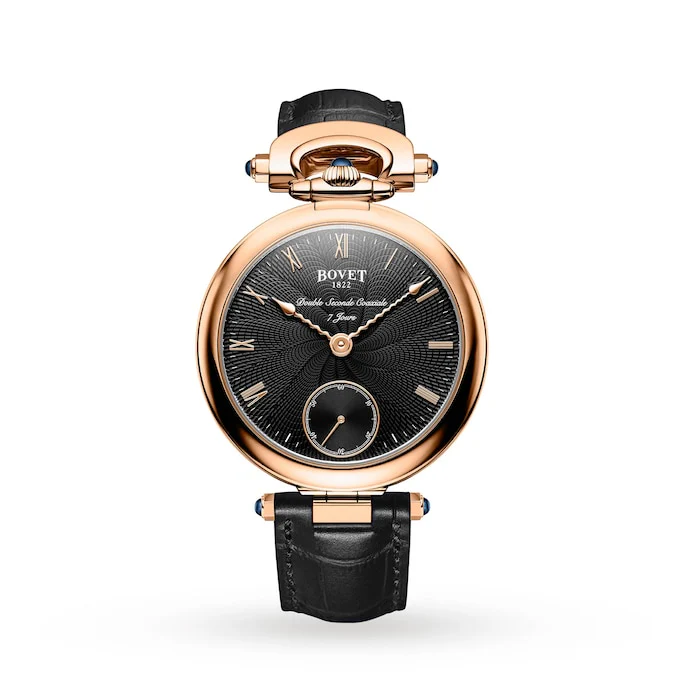 Bovet Manual Wind 43mm Men’s Watch with Black Material Dial, Gold Case, 30m Water Resistant / AI43013
