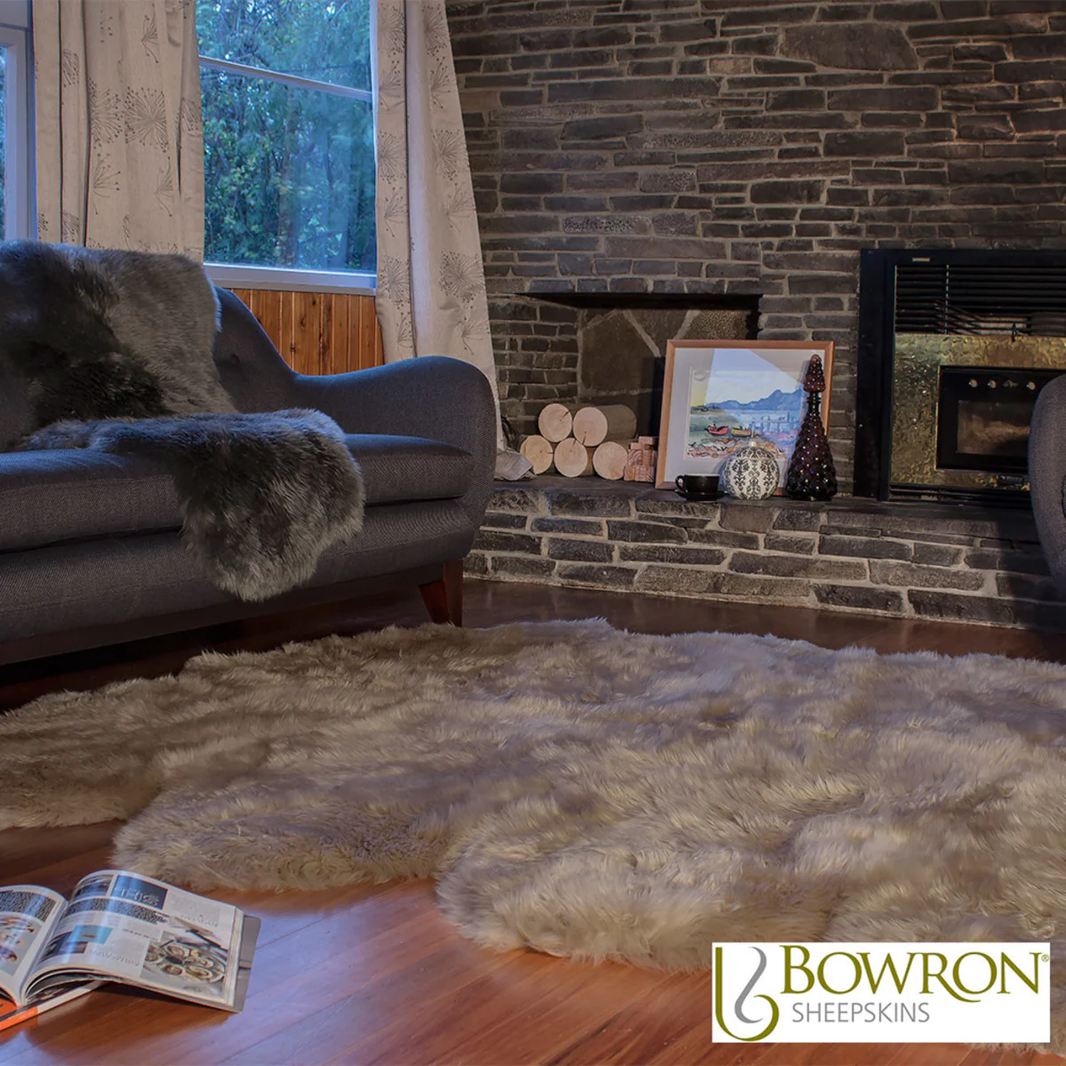 Bowron Longwool 100% Sheepskin Octo Rug, Paco - Image 3