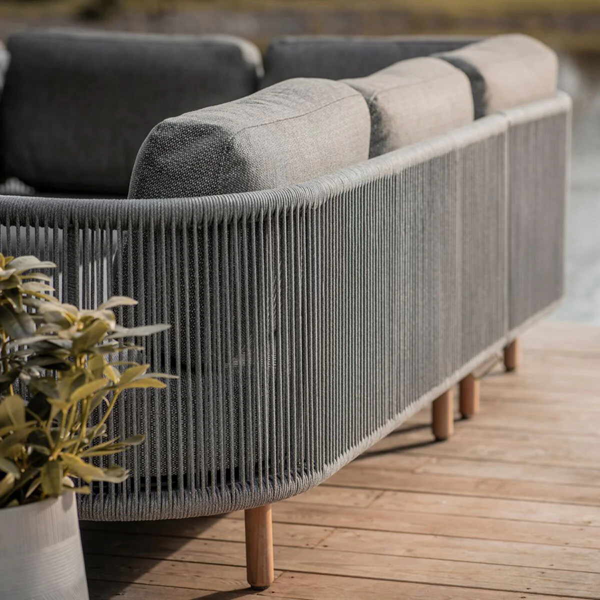 Bramblecrest Copenhagen Corner Sofa Patio Set with Duo Round Coffee Tables - Image 5