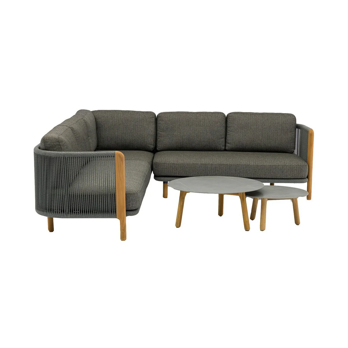 Bramblecrest Copenhagen Corner Sofa Patio Set with Duo Round Coffee Tables - Image 6