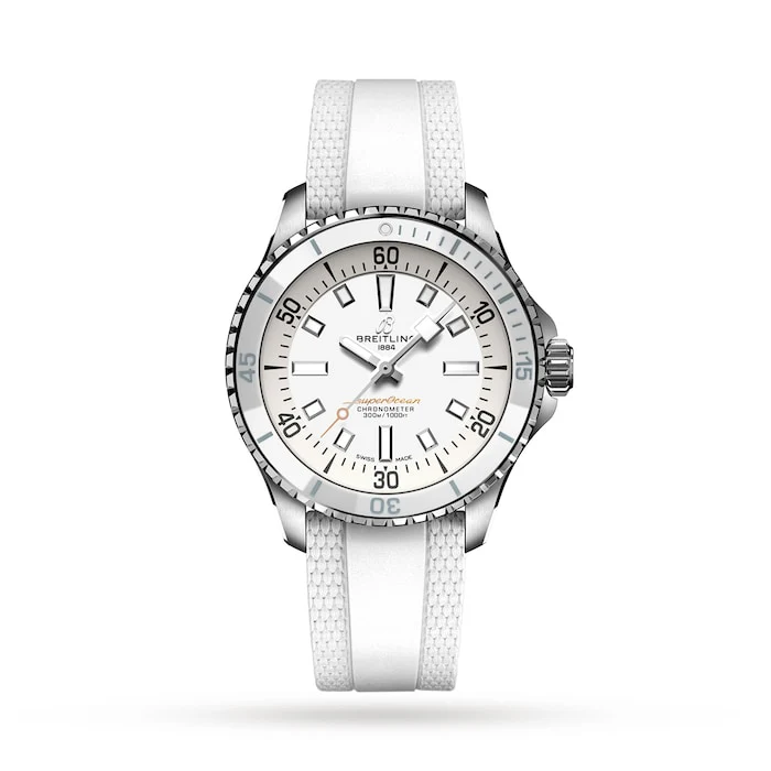 Breitling Automatic 36mm Men’s Watch with White Material Dial, Stainless Steel Case, 300m Water Resistant / A17377211A1S1