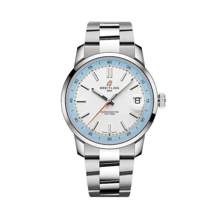 Breitling Automatic 38mm Men’s Watch with White Material Dial, Stainless Steel Case & Bracelet, 100m Water Resistant / AB3113281A1A1