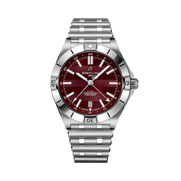 Breitling Automatic 40mm Men’s Watch with Red Material Dial, Stainless Steel Case & Bracelet, 200m Water Resistant / A323988B1K1A1