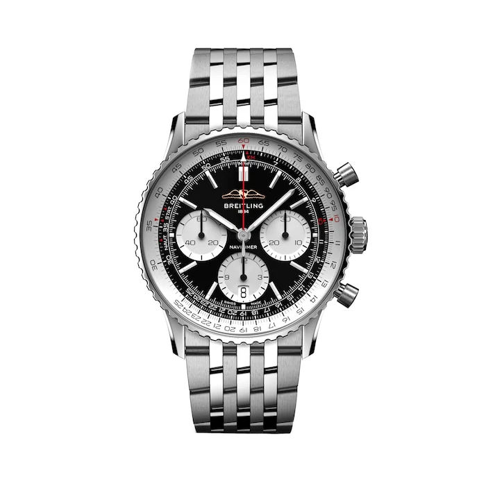 Breitling Automatic 41mm Men’s Watch with Black Material Dial, Stainless Steel Case & Bracelet, 30m Water Resistant / AB0139211B1A1