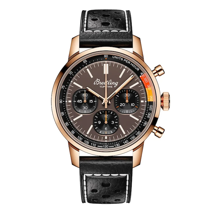 Breitling Automatic 41mm Men’s Watch with Brown Material Dial, Gold Case, 100m Water Resistant / RB01761A1Q1X1
