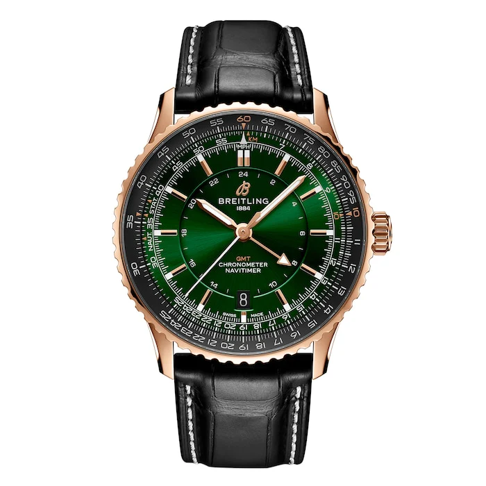 Breitling Automatic 41mm Men’s Watch with Green Material Dial, Gold Case, 30m Water Resistant / R32310251L1P1
