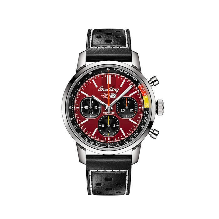 Breitling Automatic 41mm Men’s Watch with Red Material Dial, Stainless Steel Case, 100m Water Resistant / AB01761A1K1X1