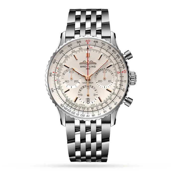 Breitling Automatic 41mm Men’s Watch with Silver Material Dial, Stainless Steel Case & Bracelet, 30m Water Resistant / AB0139211G1A1