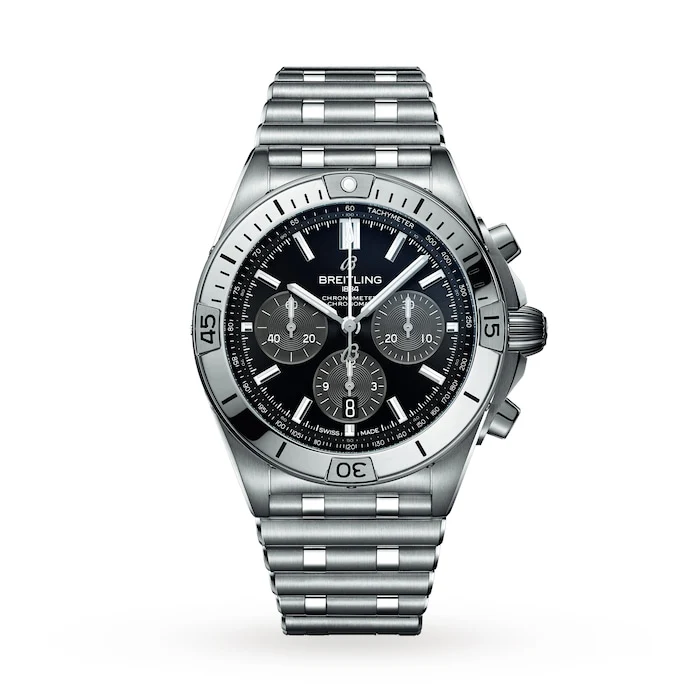 Breitling Automatic 42mm Men’s Watch with Black Material Dial, Stainless Steel Case & Bracelet, 200m Water Resistant / AB01341B1B1A1