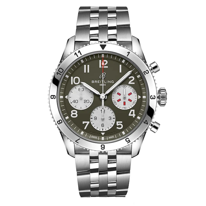 Breitling Automatic 42mm Men’s Watch with Green Material Dial, Stainless Steel Case & Bracelet, 100m Water Resistant / A233802A1L1A1