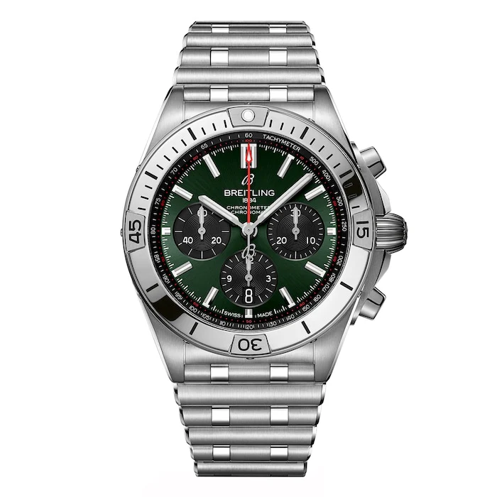 Breitling Automatic 42mm Men’s Watch with Green Material Dial, Stainless Steel Case & Bracelet, 200m Water Resistant / AB0134101L2A1