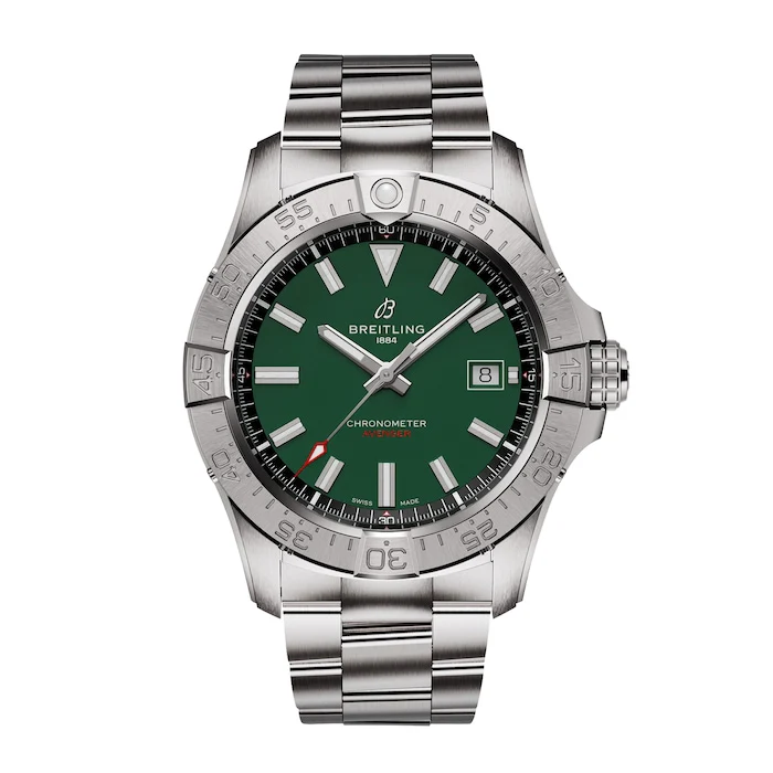 Breitling Automatic 42mm Men’s Watch with Green Material Dial, Stainless Steel Case & Bracelet, 300m Water Resistant / A17328101L1A1