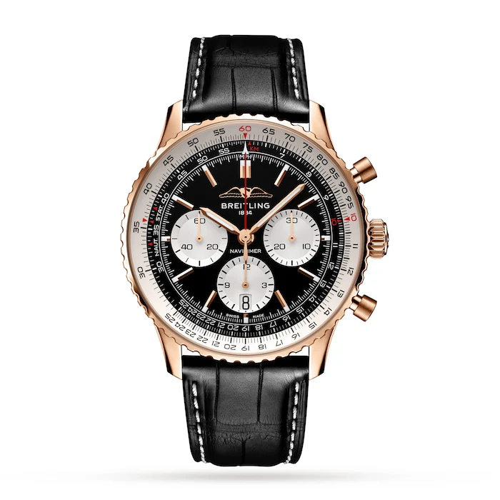 Breitling Automatic 43mm Men’s Watch with Black Material Dial, Gold Case, 30m Water Resistant / RB0138211B1P1