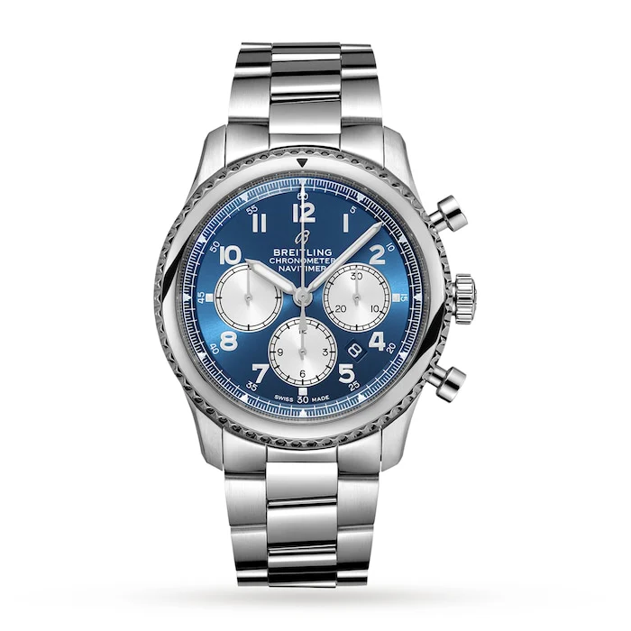 Breitling Automatic 43mm Men’s Watch with Blue Material Dial, Stainless Steel Case & Bracelet, 100m Water Resistant / AB0117131C1A1