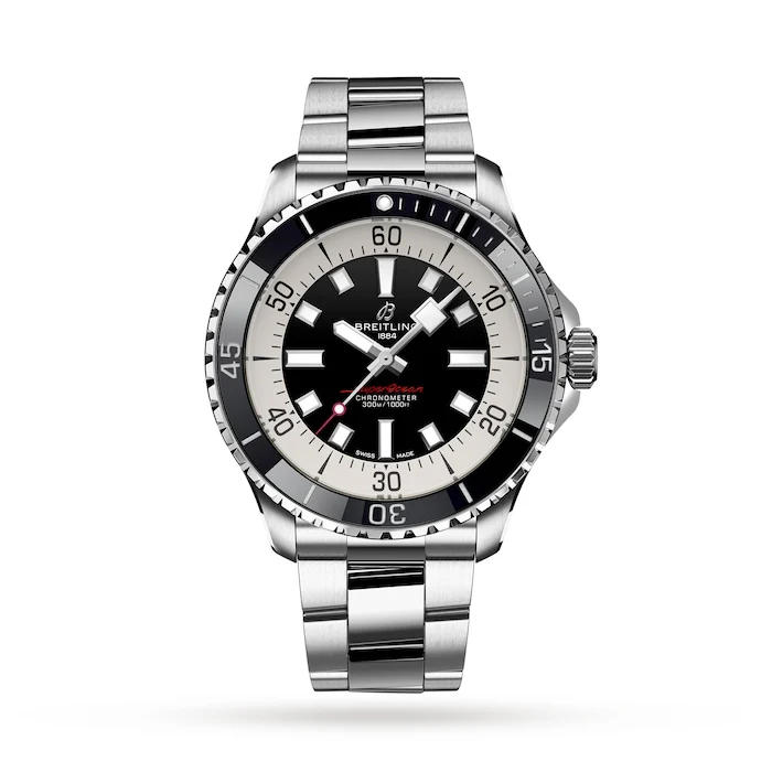 Breitling Automatic 44mm Men’s Watch with Black Material Dial, Stainless Steel Case & Bracelet, 300m Water Resistant / A17376211B1A1