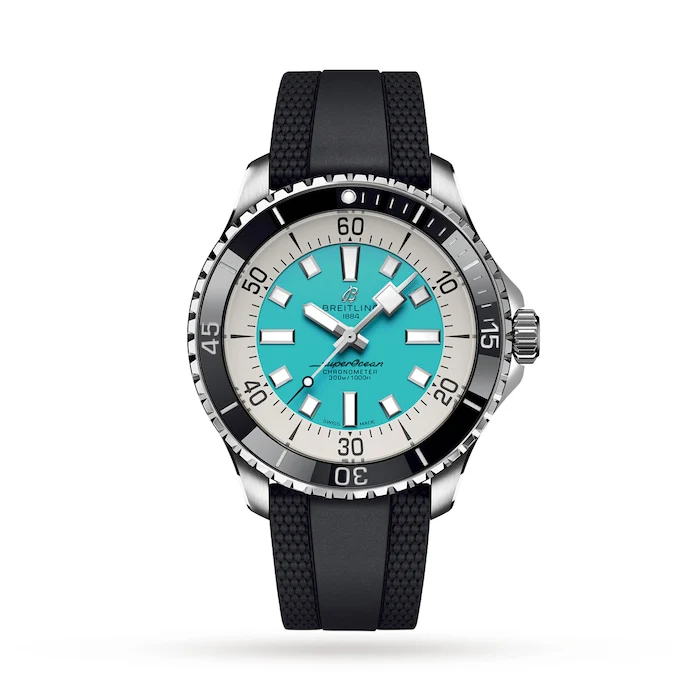 Breitling Automatic 44mm Men’s Watch with Turquoise Material Dial, Stainless Steel Case, 300m Water Resistant / A17376211L2S1