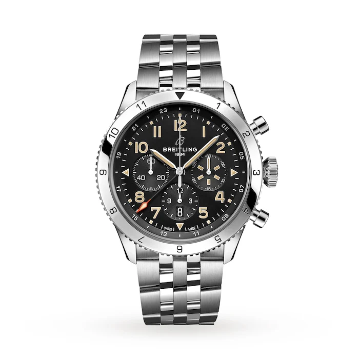 Breitling Automatic 46mm Men’s Watch with Black Material Dial, Stainless Steel Case & Bracelet, 100m Water Resistant / AB04453A1B1A1