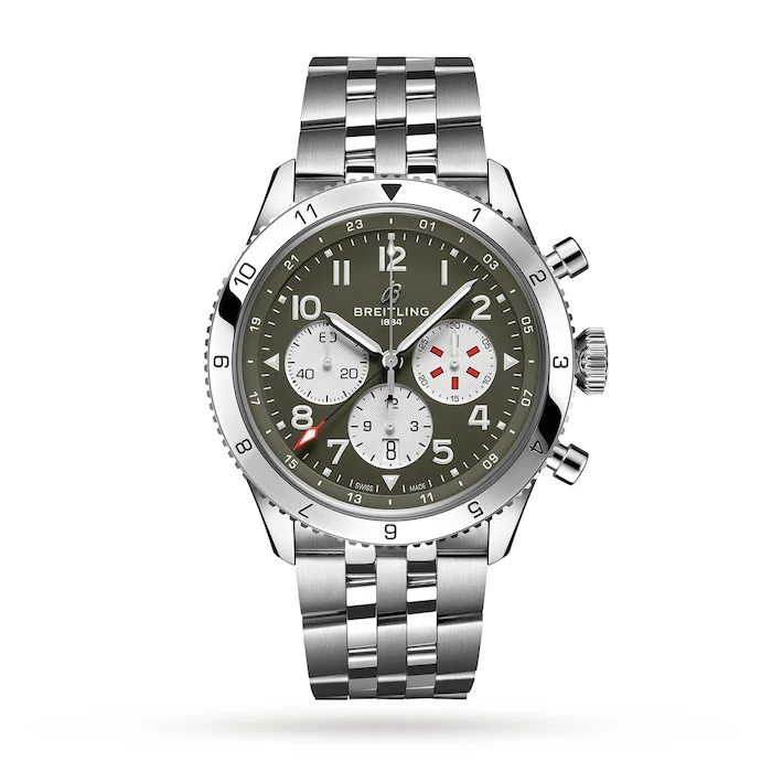Breitling Automatic 46mm Men’s Watch with Green Material Dial, Stainless Steel Case & Bracelet, 100m Water Resistant / AB04452A1L1A1