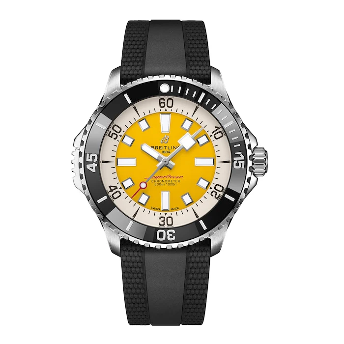 Breitling Automatic 46mm Men’s Watch with Yellow Material Dial, Stainless Steel Case, 300m Water Resistant / A173781A1I1S1