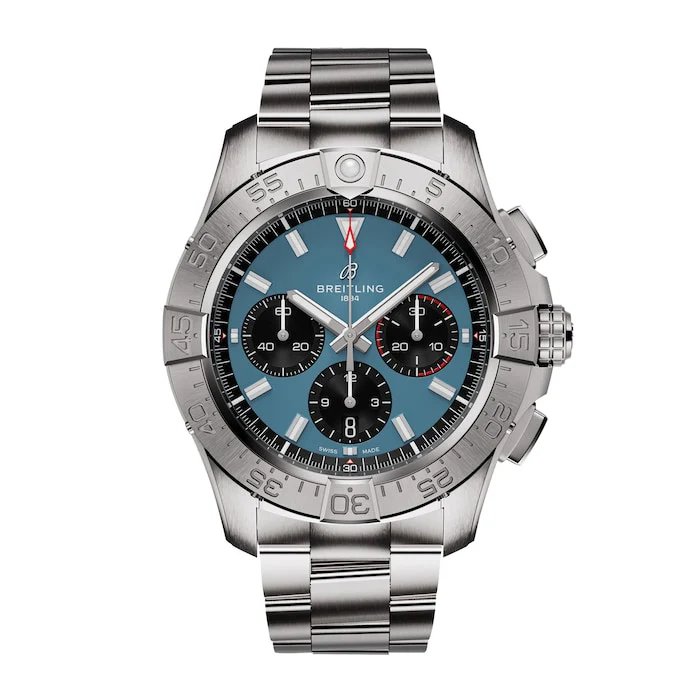 Breitling Avenger Chronograph B01 44mm Mens Luxury Watch Blue Stainless Steel AB0147101C1A1