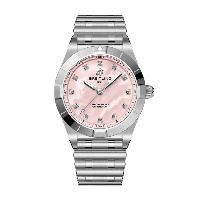 Breitling Chronomat 28mm Ladies Watch Pink Mother Of Pearl Luxury Watch Swiss Made High Precision Movement A72310101K1A1